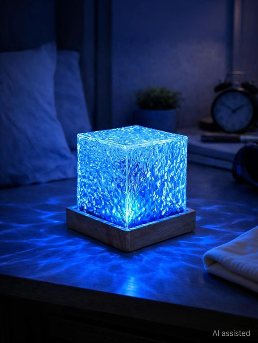 Romantic Ocean Wave Night Light 3D Water Wave Effect LED Night Light, Crystals Table Lamp for Bedroom Decor, Remote Control (Ocean Wave)
