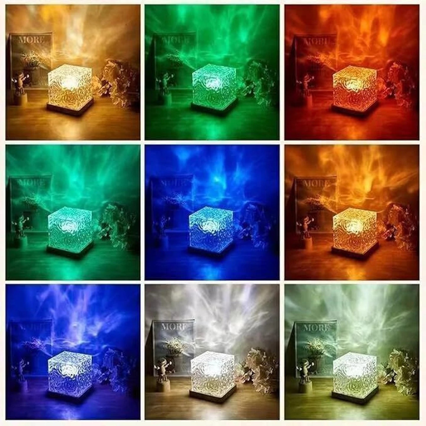 Romantic Ocean Wave Night Light 3D Water Wave Effect LED Night Light, Crystals Table Lamp for Bedroom Decor, Remote Control (Ocean Wave)