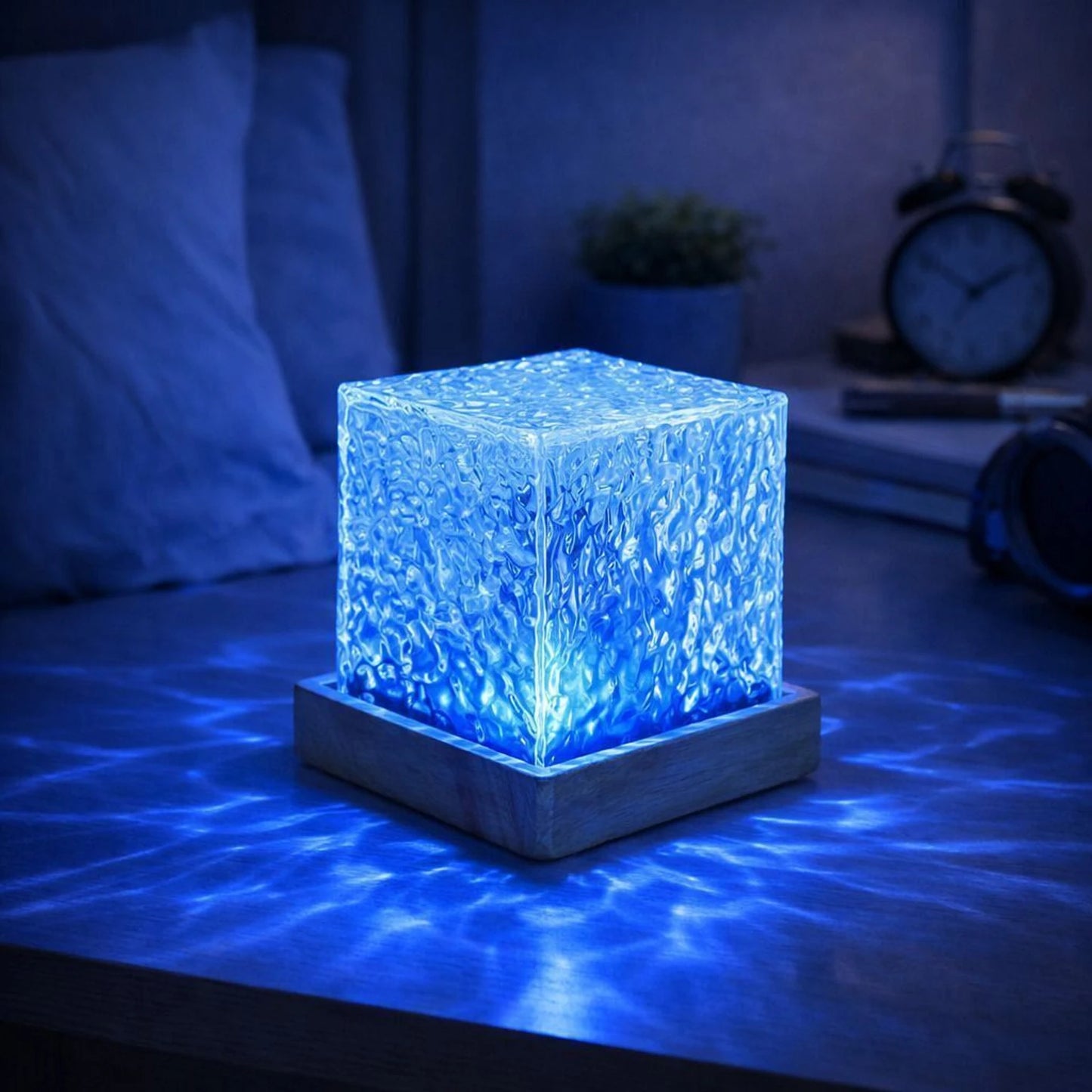 Romantic Ocean Wave Night Light 3D Water Wave Effect LED Night Light, Crystals Table Lamp for Bedroom Decor, Remote Control (Ocean Wave)